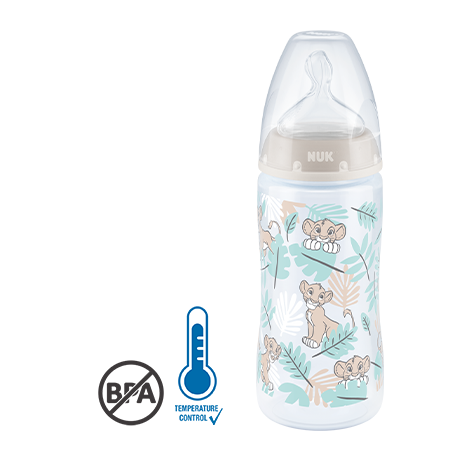 NUK First Choice+ Disney Il Re Leone Biberon 300ml con Temperature Control, senza BPA