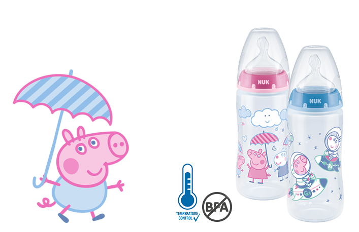 NUK Peppa Pig First Choice+ Biberon 300ml con Temperature Control, senza BPA