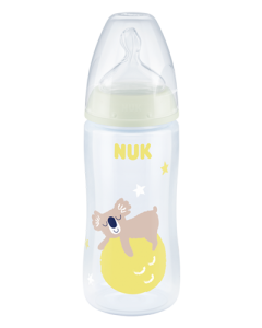NUK Nature Sense Set di bottiglie di vetro, 3 biberon in vetro, indicatore di controllo della temperatura, aspiratore e ciuccio Genius, 0-6  mesi