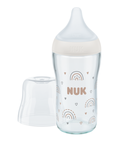 NUK Perfect Match Biberon in vetro con tettarella in morbido silicone