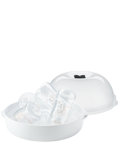 Sterilizzatore Microonde Per Biberon – Vapore Efficiente, Capacità 6 Bottiglie, In PP Alimentare, 22.5x22x17.5 Cm, Con Manici Antiustione