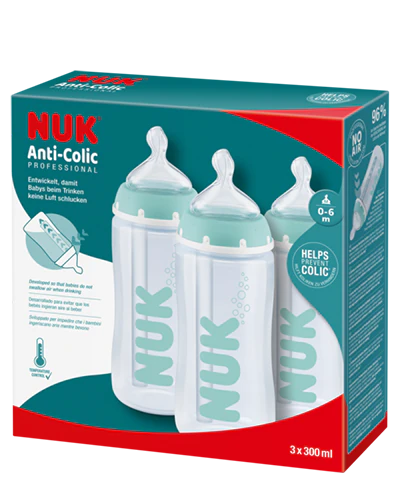 NUK Biberon First Choice ⁺ Anti-Colic 300 ml, Température Control en  coffret double